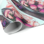 PAPIER CADEAU FRUITS DE SAISON / PÊCHES ET PRUNES (Coin rond)