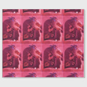 Papier Cadeau FRUITS DE SAISON - PROSPÉRITÉ Fuchsia Rose rouge (Plat)