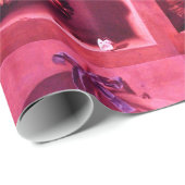 Papier Cadeau FRUITS DE SAISON - PROSPÉRITÉ Fuchsia Rose rouge (Coin rond)