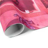 Papier Cadeau FRUITS DE SAISON - PROSPÉRITÉ Fuchsia Rose rouge (Coin rond)