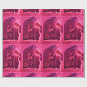 Papier Cadeau FRUITS DE SAISON - PROSPÉRITÉ Fuchsia Rose rouge (Plat)