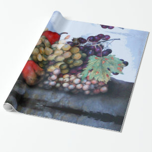 PAPIER CADEAU FRUITS DE SAISON / RAISONS BLANCHES ROUGES ET PEUR