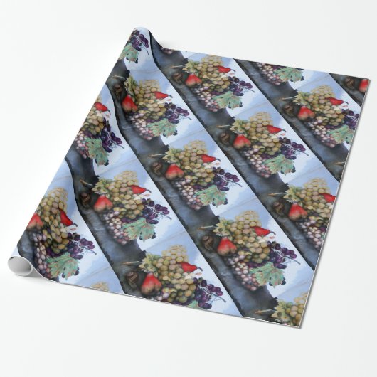 PAPIER CADEAU FRUITS DE SAISON / RAISONS BLANCHES ROUGES ET PEUR (Déroulé)