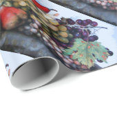 PAPIER CADEAU FRUITS DE SAISON / RAISONS BLANCHES ROUGES ET PEUR (Coin rond)