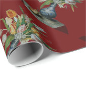 Papier Cadeau FRUITS DE SAISON / TULIPES ,Rouge (Coin rond)