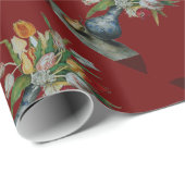 Papier Cadeau FRUITS DE SAISON / TULIPES ,Rouges (Coin rond)