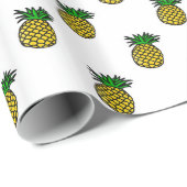 Papier Cadeau Fruits d'été tropicaux Motif d'ananas (Coin rond)