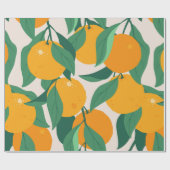 Papier Cadeau Fruits d'orange et motif sans couture feuille (Plat)