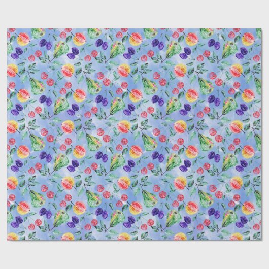 Papier Cadeau Fruits et baies. (Plat)