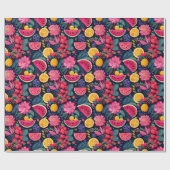 Papier Cadeau Fruits et fleurs tropicaux (Plat)