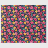 Papier Cadeau Fruits et fleurs tropicaux (Plat)