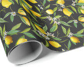 Papier Cadeau Fruits floraux citron Motif Vintage (Coin rond)