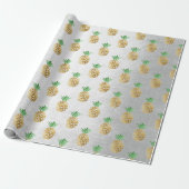 Papier Cadeau Fruits gris d'ananas d'été tropical (Déroulé)