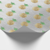 Papier Cadeau Fruits gris d'ananas d'été tropical (Coin)