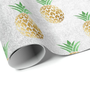 Papier Cadeau Fruits gris d'ananas d'été tropical