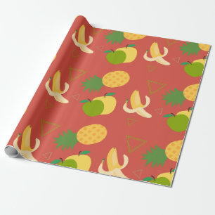 Papier Cadeau Fruits : motif bananes et ananas