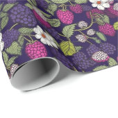 Papier Cadeau Fruits mousseux - Framboises et mûres (Coin rond)