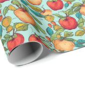 Papier Cadeau Fruits mousseux - Pommes (Coin rond)