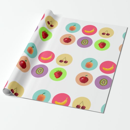 Papier Cadeau Fruits pixés (Déroulé)
