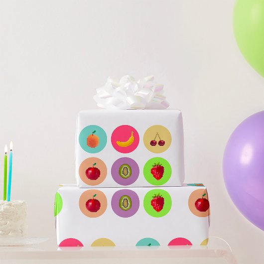 Papier Cadeau Fruits pixés