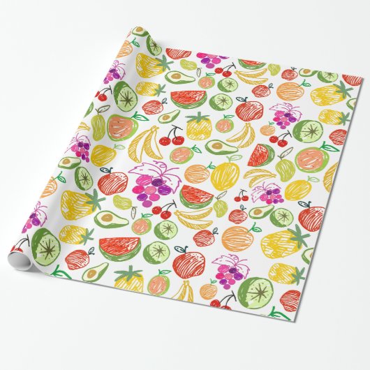 Papier Cadeau Fruits tirés à la main (Déroulé)