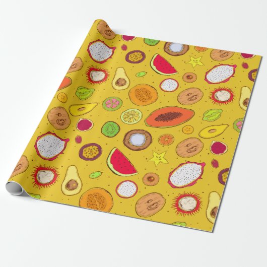Papier Cadeau Fruits tropicaux (Déroulé)