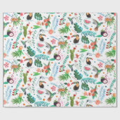 Papier Cadeau fruits tropicaux & oiseaux (Plat)