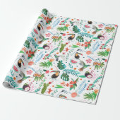 Papier Cadeau fruits tropicaux & oiseaux (Déroulé)