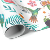 Papier Cadeau fruits tropicaux & oiseaux (Coin rond)