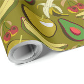 Papier Cadeau Fruits tropicaux sans soudure motif jaune (Coin rond)