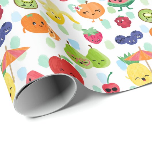 Papier Cadeau Frutti à deux tti Cutie Fruit 2e fête d'anniversai (Coin rond)