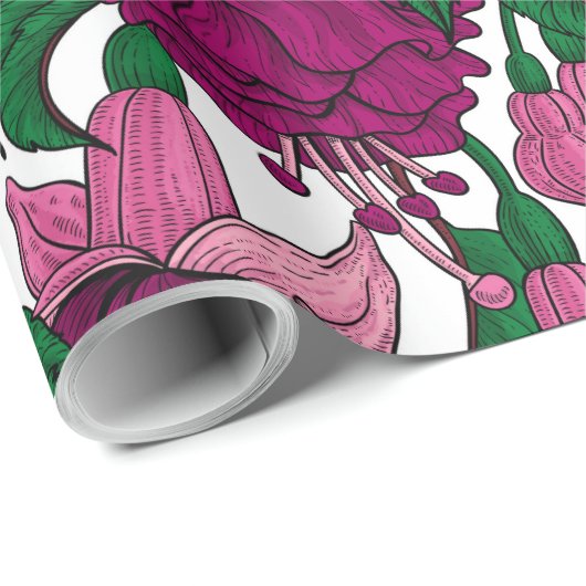Papier Cadeau Fuchsia (Coin rond)