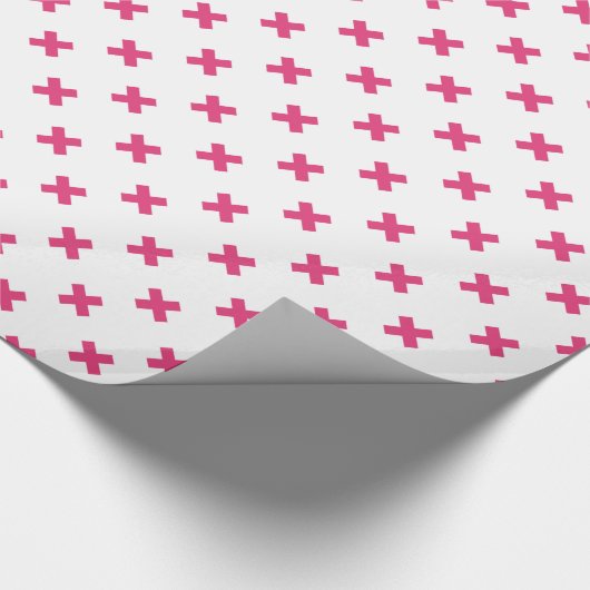 Papier Cadeau Fuchsia croix sur le blanc (Coin)