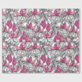 Papier Cadeau Fuchsia en blanc et rose (Plat)