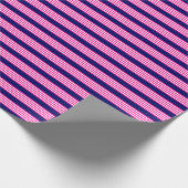 Papier Cadeau Fuchsia et blanc cinq bandes motif avec bleu (Coin)