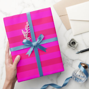 Papier Cadeau Fuchsia, Magenta, Rouge, Rayures Rose Chaud, Anniv