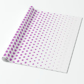 Papier Cadeau Fuchsia pois moderne blanc (Déroulé)