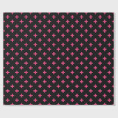 Papier Cadeau Fuchsia polka croise sur noir (Plat)