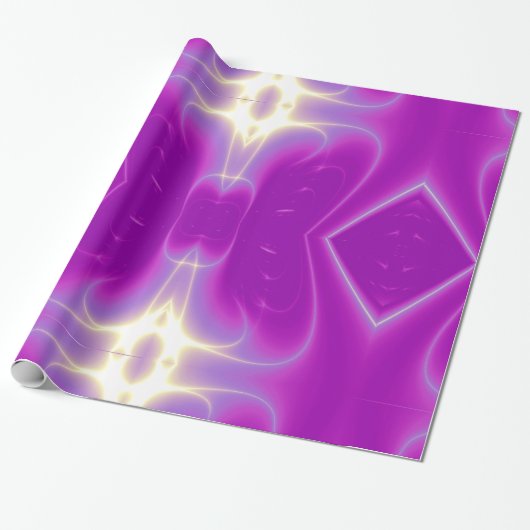 PAPIER CADEAU FUCHSIA ROSE ABSTRAITE VAGUES LUMINEUSES ET ÉPAULE (Déroulé)