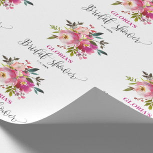 Papier Cadeau Fuchsia Rose Floral Baby Shower Mariage