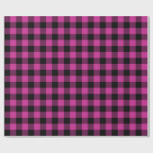 Papier Cadeau Fuchsia Royale et Vérification Buffle Noir (Plat)