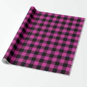 Papier Cadeau Fuchsia Royale et Vérification Buffle Noir (Déroulé)