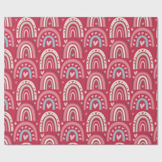 Papier Cadeau Fuchsia Valentines Jour Arc-en-ciel (Plat)