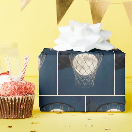 Papier Cadeau Full Moon In a Basketball Net (Fête d'anniversaire)