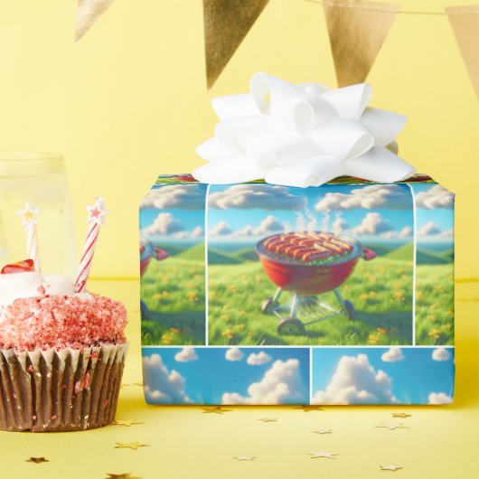 Papier Cadeau Fumer Des Chiens Chauds Sur Le Grill BBQ (Fête d'anniversaire)