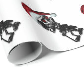 Papier Cadeau Fumer le cigare Squelette de Noël (Coin rond)