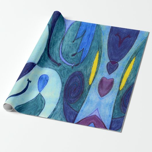 Papier Cadeau Fumes bleues (Déroulé)