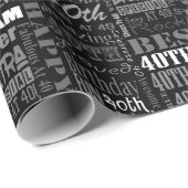 Papier Cadeau Fun 40e anniversaire fête Monogramme personnalisé (Coin rond)