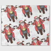 Papier Cadeau Fun Biker Père Noël Snowflake (Plat)