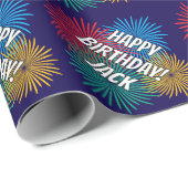 Papier Cadeau Fun Birthday wrapping paper with fireworks print (Coin rond)